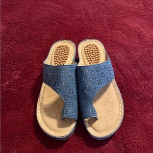 Blue Slip-On Sandals